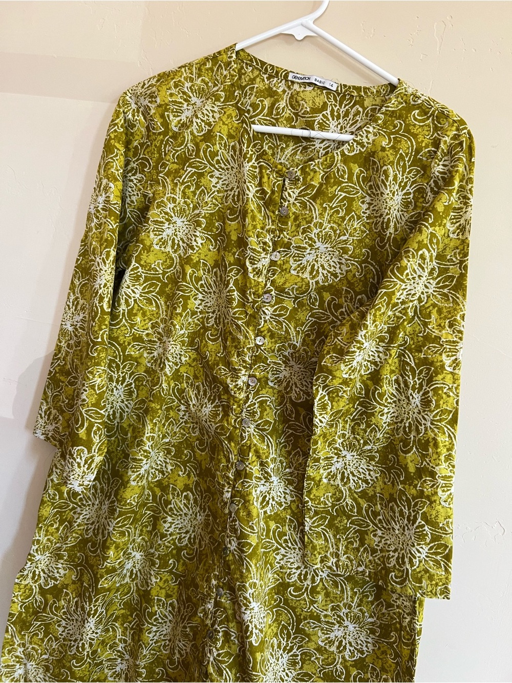 Green Floral Button-Front Dress Pakistani brand GENERATION kurta set